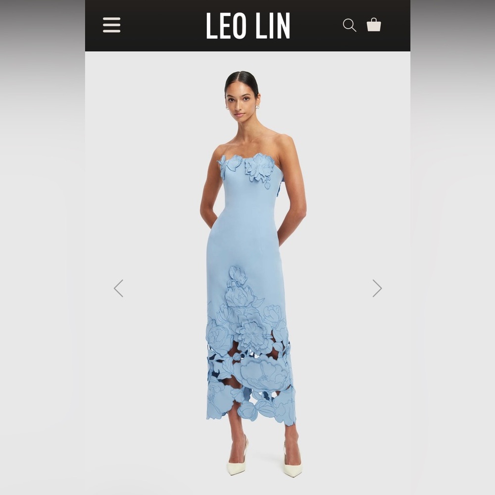 Blue Embellished Strapless Gown for Weddings